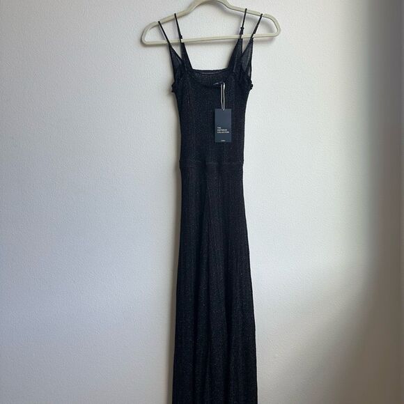 NWT Zara Knitwear Long Black Strappy Metallic Sparkle Party Dress Size small - Picture 4 of 7